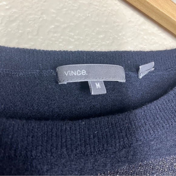 Vince Sweater Cashmere Striped Gray Black Crewneck Women’s Size‎ Medium - Picture 7 of 7